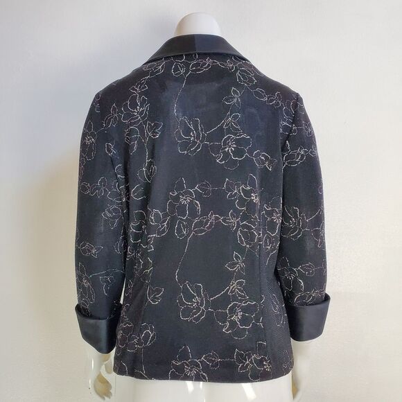Vintage 90's Alex Evenings Black Floral Blazer - Picture 4 of 8